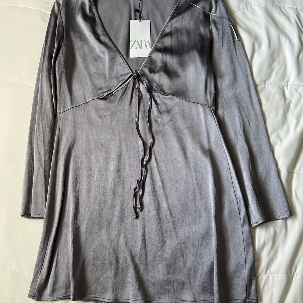 Zara Silver V-Neck Dress